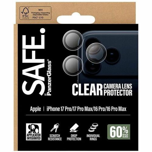 PanzerGlass SAFE. Camera Lens Protector - Transparent - Plastic, Silicone