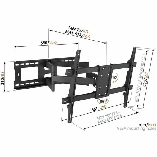 Vogel's MA5040 Wandhalterung für TV - Schwarz - Bildschirmgr�ße: 43 Zoll (109,22 cm) bis 90 Zoll (228,60 cm) - max. 45 kg 