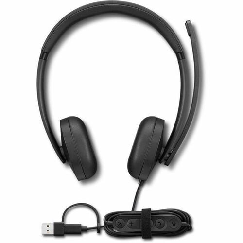 Lenovo Wired Over-the-head Stereo Headset - Black - Microsoft Teams Certification - Binaural - Supra-aural - 32 Ohm - 20 H