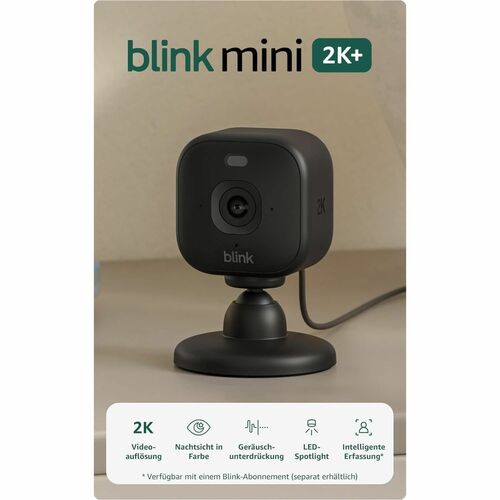 Blink Mini Indoor/Outdoor 2K Network Camera - Colour - 1 - Black - Colour Night Vision - 2560 x 1440 - 4x Optical - USB - 