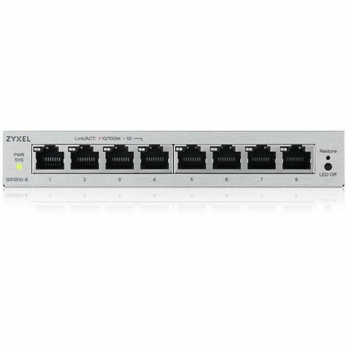 ZYXEL GS1200 GS1200-8V3 8 Ports Manageable Ethernet Switch - Gigabit Ethernet - 10/100/1000Base-T - 2 Layer Supported - 3.