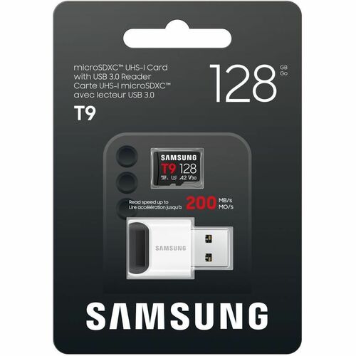 ""Carte microSDXC Samsung - 128 Go - UHS-I (U3) - V30 - 200 Mo/s en Lecture - 130 Mo/sSpaceen Écriture""