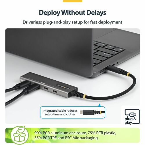 StarTech.com USB Hub - USB 3.2 Gen 2 - 1.25 GB/s - Notebook, Solid State Drive, Workstation - Space Gray - UASP Support - 