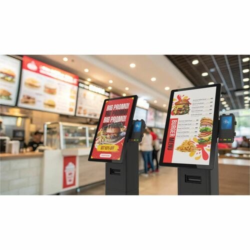 SpacePole Mini Mounting Kiosk for Receipt Printer, Display Screen, Scanner - Black - Landscape/Portrait - 68.6 cm (27") Sc