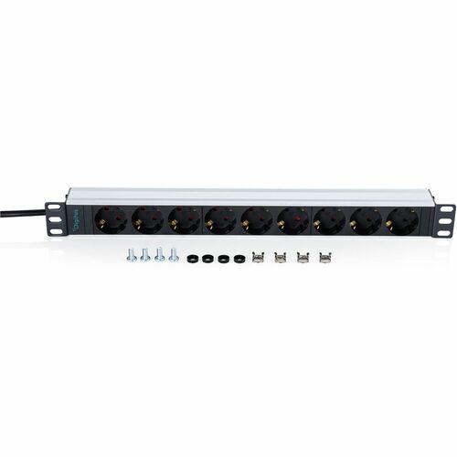 Digitus 1U Aluminum PDU, rackmountable, 9x Safety outlet. Rack-Kapazität: 1U, Typ: Einphasig, Formfaktor: Rackmount. Anzah