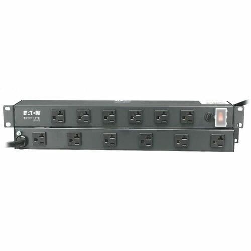 12 OUTLET RACKMOUNT POWER STRIP 1U 6 FRONT 6 REAR 15FT CORD L5-20P