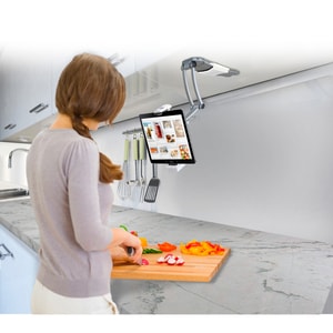 CTA Digital PAD-KMS 2-in-1 Kitchen Mount Stand for iPad and Tablets - 13" Height x 13.5" Width x 7" Depth - Aluminum - Stu