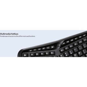 Adesso 2.4GHz Wireless Ergonomic Touchpad Keyboard - Wireless Connectivity - RF - 30 ft - 2.40 GHz - USB Interface - 105 K