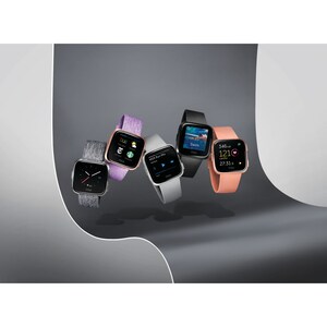 Fitbit Versa Smart Watch - Rectangular Case Shape - 24.08 mm Case Height - 24.08 mm Case Width - Grey Body Color - Alumini