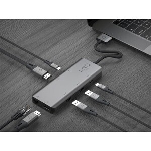 Estación de acoplamiento LINQ USB Tipo C - 100 W - Negro - 2 Pantallas admitidas - 4K - 3840 x 2160 - 2 x Puertos USB Tipo