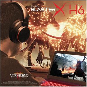 Creative Sound BlasterX H6 Wired Over-the-head Stereo Headset - Black - Binaural - Circumaural - 32 Ohm - 20 Hz to 20 kHz 