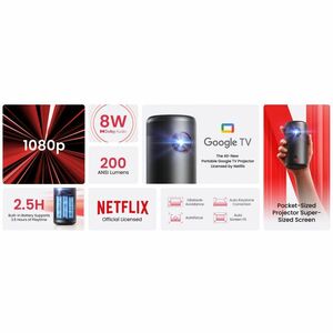 Nebula Capsule 3 LED Projector - Portable - Black - Front - 1080p - Outdoor, Entertainment