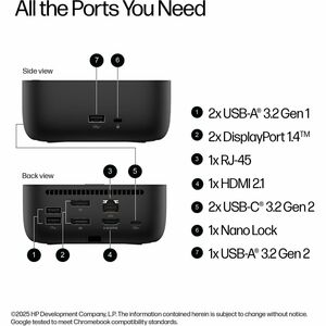 HP G6 9 Anschluss(e) USB-Typ C Docking Station für Desktop-PC, Notebook, Monitor, Workstation, Mobile Workstation - Ladefu