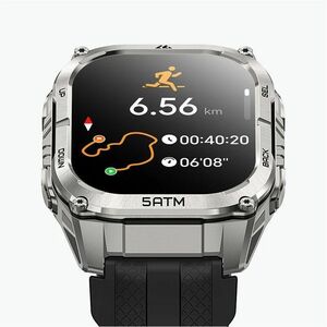 Kospet TANK M4C Smart Watch - Square Case Shape - Silver Body Color - Stainless Steel, Zinc Alloy Case Material - Silicone