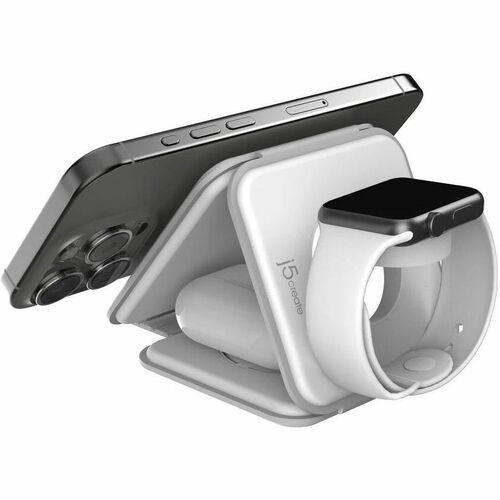 j5create JUPW3215W-N Induction Charger - White - 1 - For iPhone, Qi-enabled Device - Qi2 Certified, Magnetic, Fast Chargin