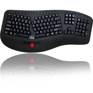 Adesso 2.4 GHz Wireless Ergonomic Trackball Keyboard - Wireless Connectivity - RF - 30 ft - 2.40 GHz - USB Interface - 105