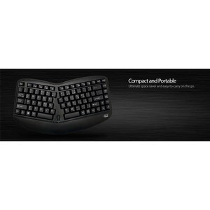 Adesso Tru-Form Wireless Ergo Mini Keyboard & Mouse - USB Membrane Wireless RF Keyboard - 87 Key - English (US) - Black - 