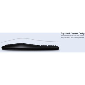 Adesso 2.4GHz Wireless Ergonomic Touchpad Keyboard - Wireless Connectivity - RF - 30 ft - 2.40 GHz - USB Interface - 105 K