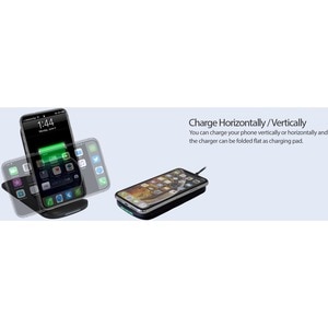 Adesso 10W Max Qi-Certified 2-Coil Foldable Wireless Charging Stand - 5 V DC Input - Input connectors: USB - Overcharge Pr