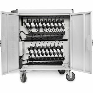 Rocstor Volt V32 Pre-Wired Intelligent AC Charging Cart 65W - 2 Shelf - Push Handle Handle - 4 Casters - 5" Caster Size - 