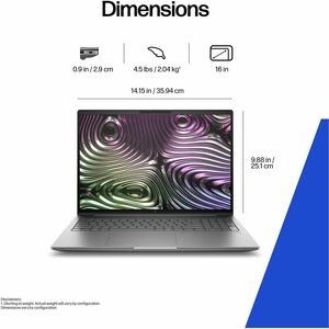 HP ZBook X G1i 40.6 cm (16") 移动工作站 - Intel Core Ultra 9 系列 1 285H - 64 GB - 2 TB SSD - Intel 芯片 - Eyesafe, 面内交换(IPS)技术