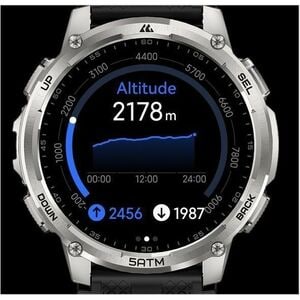 Kospet TANK T4C Smart Watch - Round Case Shape - Silver Body Color - Stainless Steel, Zinc Alloy Case Material - Silicone 
