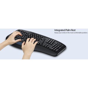 Adesso 2.4GHz Wireless Ergonomic Touchpad Keyboard - Wireless Connectivity - RF - 30 ft - 2.40 GHz - USB Interface - 105 K