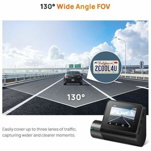 70mai A200 Front/Rear Vehicle Camera - 5.1 cm (2") Screen - Wireless - Night Vision - 1920 x 1080 Video - CMOS