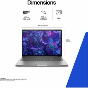 HP ZBook 8 G1i 16 Intel U7-255U 16in Touch WUXGA (1920x1200) RAM 16GB(1x16GB) DDR5 5600 512GB PCIe NVMe SSD IR Web Cam Fin