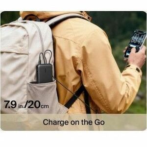 Belkin BoostCharge Power Bank - Black - 10000 mAh - 45 W - Built-in Cable - Black