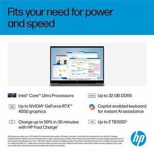 HP OmniBook 7 AI 16 Windows 11 Home 16in Intel Core Ultra 7 32GB RAM 1TB SSD WQXGA Meteor silver