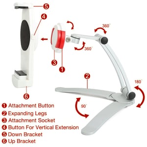 CTA Digital PAD-KMS 2-in-1 Kitchen Mount Stand for iPad and Tablets - 13" Height x 13.5" Width x 7" Depth - Aluminum - Stu