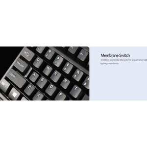 Adesso Tru-Form Wireless Ergo Mini Keyboard & Mouse - USB Membrane Wireless RF Keyboard - 87 Key - English (US) - Black - 