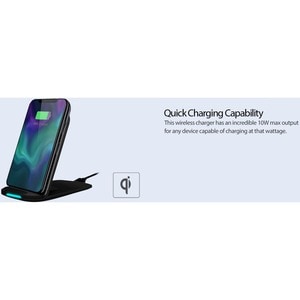 Adesso 10W Max Qi-Certified 2-Coil Foldable Wireless Charging Stand - 5 V DC Input - Input connectors: USB - Overcharge Pr