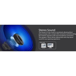 Adesso Xtream G2 Wired Over-the-head Stereo Gaming Headset - Black - Binaural - Circumaural - 16 Ohm - 20 Hz to 20 kHz - 2