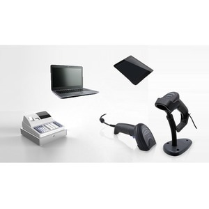 Handheld Barcode Scanner - Cable Connectivity - Black - Base Station/Charger - 510.54 mm Scan Distance - 1D, 2D - LED - Im