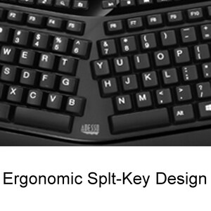 Adesso 2.4GHz Wireless Ergonomic Touchpad Keyboard - Wireless Connectivity - RF - 30 ft - 2.40 GHz - USB Interface - 105 K