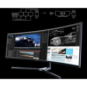 Samsung C49HG90DMU Curved Screen LCD Monitor - 32:9 - Matte Black - 124.2 cm (48.9") Viewable - Quantum Dot LED Backlight 