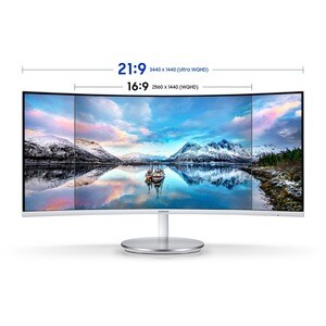 Samsung C34J791WTR 34" Class UW-QHD Curved Screen LCD Monitor - 21:9 - 86.4 cm (34") Viewable - Vertical Alignment (VA) - 