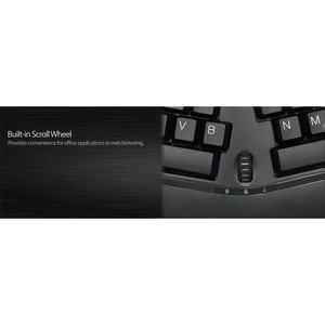 Adesso Tru-Form Wireless Ergo Mini Keyboard & Mouse - USB Membrane Wireless RF Keyboard - 87 Key - English (US) - Black - 