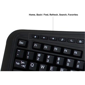 Adesso 2.4GHz Wireless Ergonomic Touchpad Keyboard - Wireless Connectivity - RF - 30 ft - 2.40 GHz - USB Interface - 105 K