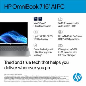 HP OmniBook 7 AI 16 Windows 11 Home 16in Intel Core Ultra 7 32GB RAM 1TB SSD WQXGA Meteor silver