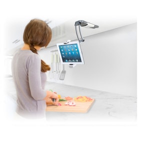 CTA Digital PAD-KMS 2-in-1 Kitchen Mount Stand for iPad and Tablets - 13" Height x 13.5" Width x 7" Depth - Aluminum - Stu