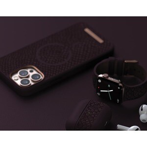 Njord Eldur SL14113 Adjustable Smartwatch Band - 1 - Buckle Attachment - Purple - Silicone, Stainless Steel, Vegan Leather