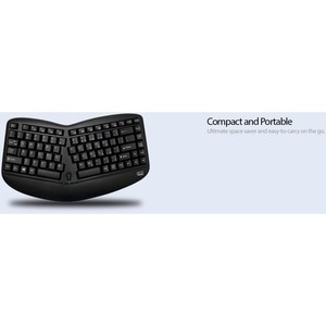 Adesso Tru-Form Wireless Ergo Mini Keyboard & Mouse - USB Membrane Wireless RF Keyboard - 87 Key - English (US) - Black - 