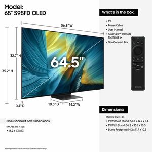 Samsung S95F QN65S95FAF 64.5" Smart OLED TV - 4K UHDTV - Graphite Black - Alexa, Google Assistant, Bixby Supported - TV Pl