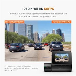 70mai A200 Front/Rear Vehicle Camera - 5.1 cm (2") Screen - Wireless - Night Vision - 1920 x 1080 Video - CMOS