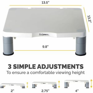 Fellowes Standard Monitor Riser - Up to 21" Screen Support - 60 lb Load Capacity - CRT, LCD Display Type Supported - 4" He