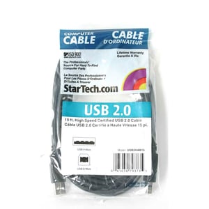 StarTech USB 2.0 A to B Cable - 15ft USB Cable - A to B USB Cable - USB Printer Cable - type A to B USB Cable - A to B USB