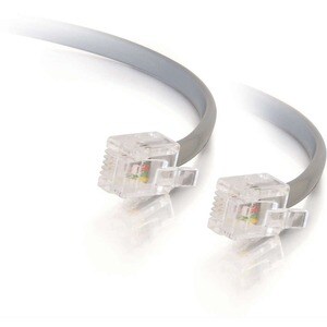C2G 25ft RJ11 6P4C Straight Modular Cable - RJ-11 Male - RJ-11 Male - 25ft - Silver